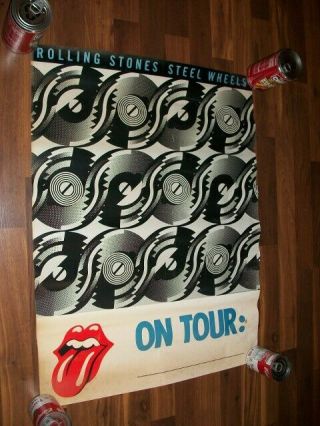 Vintage 31 " X 23 " Steel Wheels Rolling Stones Concert Poster