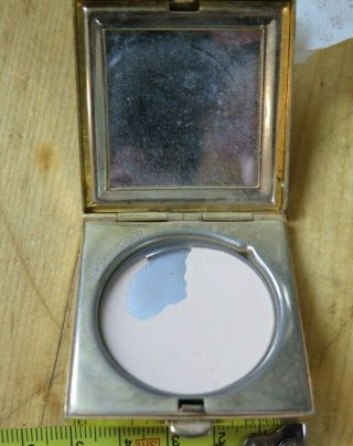 Vintage Estee Lauder Makeup Compact Powder Case Square Mirror Inside Gold Tone