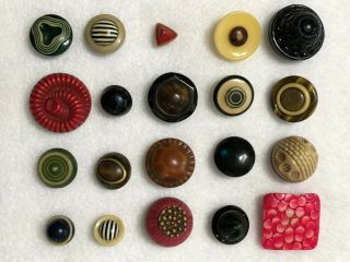 20 Vintage Celluloid Buttons,  Smalls & Mediums,  Various Back Types