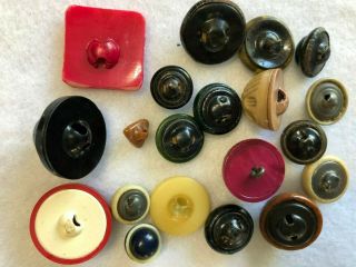20 Vintage Celluloid Buttons,  Smalls & Mediums,  Various Back Types 2