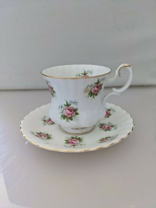 Vintage Royal Albert Bone China Forget - Me - Not Rose Pattern Teacup & Saucer
