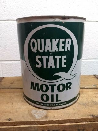 Vintage Quaker State One Gallon Motor Oil Can,  Empty
