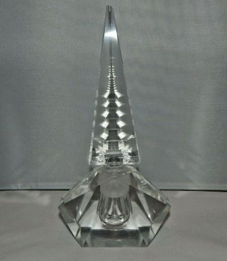 Vintage Heavy Art Deco Cut Glass Crystal Perfume Bottle Pagoda Design
