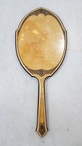 Antique 1920s Art Deco 13 " French Ivory Hand/ Vanity Mirror