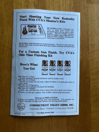 CVA Kentucky Pistol Kit Instructions - 1970 ' s 3