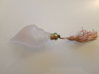 Vintage Mini Shell Perfume Bottle 3.  25 " Light Pink Glass With Pink Tassel