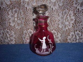Cranberry Glass Mary Gregory Perfume Bottle