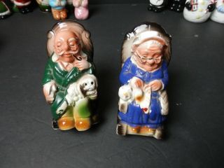 Vintage Old Man & Old Woman In Rocking Chair Salt & Pepper Shakers
