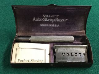 Vintage Valet Auto Strop Safety Razor In Metal Case West Virginia Advertising