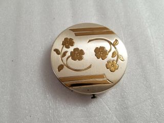 Vintage Silvertone Etched Flowers Powder Ladies Compact Made In Usa