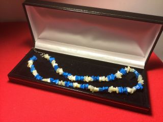 Vintage Real Mother Of Pearl & Turquoise Necklace Fine Costume Jewellery.
