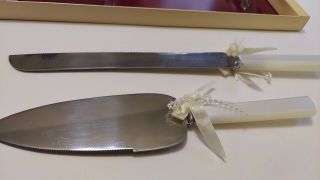 Vintage wedding cake knife and server pearl bridal set 2