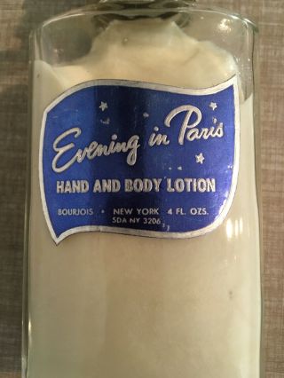 OLD 1928 - 69 Evening in Paris Hand and Body Lotion Bourjois NY 4 fl oz glass sh 2