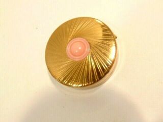 Older Tangee Red Majesty Gold Color Powder Compact With Pink Jewel On Lid