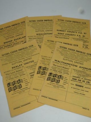 7 X Vintage Football Programmes Non League Sutton United Rothmans Isthmian Leagu