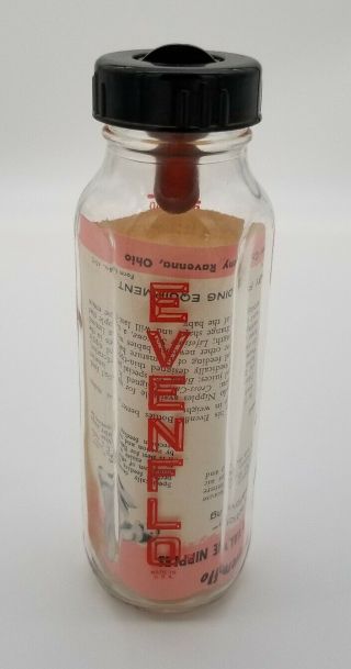 Vintage 1950’s Mini Evenflo 3” Glass Baby Doll Bottle With Caps And Nipple 8 Oz
