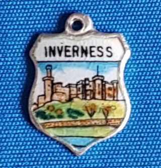 Inverness Scotland Vintage Silver Travel Shield Bracelet Charm.