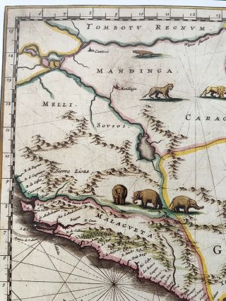 Antique vintage Tudor Blaeu Map of Guinea,  West Africa 1635 1600 ' s: REPRINT 3