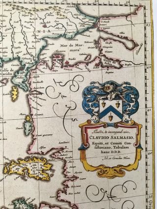 Historic Antique vintage Colour Blaeu Map of Greece,  Europe 1640 1600 ' s: REPRINT 3