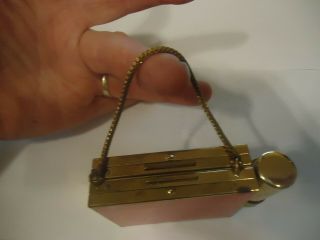 Vintage Gold Tone Double Sided Compact Makeup Case Purse Evening Bag w/ Handle 2
