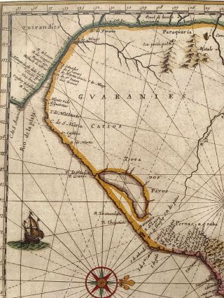Historic Antique Old Vintage MAP 1600 ' s: Brazil,  Brasilia: Blaeu Reprint 1642 3