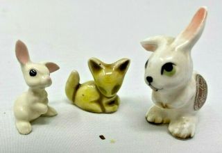 Vintage China / Porcelain Miniature Bunny Rabbit Set Of 3 Animal Figurines
