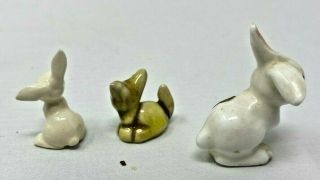 Vintage China / Porcelain Miniature Bunny Rabbit Set of 3 Animal Figurines 2