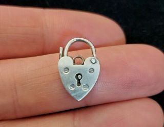 Vintage Heart Shaped Charm Bracelet Lock Sterling Silver