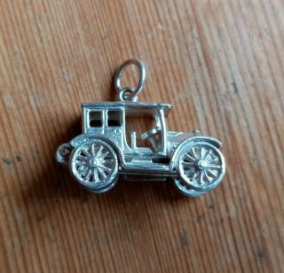 Vintage 925 Sterling Silver Charm Old Motor Car Opens To Seats & Engine