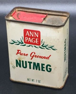 Vintage Ann Page Nutmeg Spice Tin 1960s Baking 2 Oz Size A&p Tea Company Ny