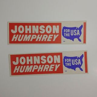 Vintage 1964 Presidential Election Johnson/humphrey Political Bumper Stickers