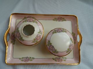 Vintage Vanity Tray & Two Covered Jars R.  S.  Germany / Bavaria Porcelain