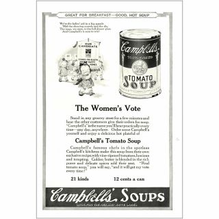 1922 Campbells Tomato Soup: The Womens Vote Vintage Print Ad