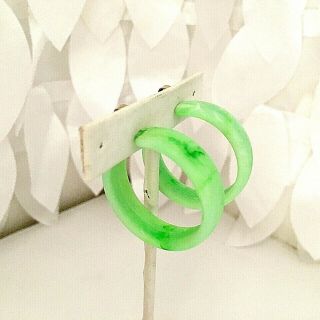 Vintage Lime Green Lucite Clip 2 " Hoops 70 