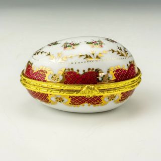 Vintage Limoges Style Porcelain - Egg Shaped Lidded Pill Box - Lovely