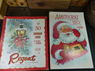 2 Vintage Christmas Greening Card Cardboard Boxes Empty
