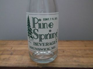 Vintage Pine Spring Beverages Acl Soda Bottle,  Brunswick,  Maine 7 Oz.