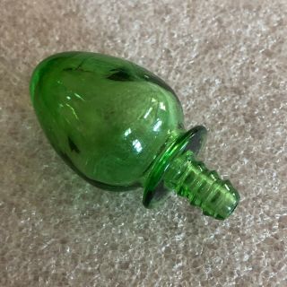 Vintage Green Glass Egg Shaped Decanter Bottle Cruet Stopper Perfume Screw Top