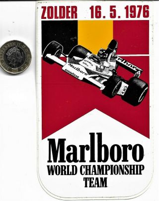 Rare Fine Vintage Marlboro Team Mclaren Zolder Sticker Gp F1 1976