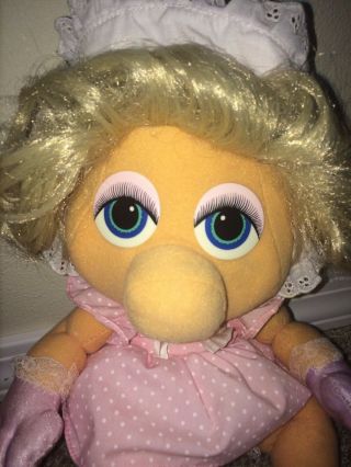 Vintage Hasbro Softies Jim Henson Muppet Babies 1983 Miss Piggy Baby Doll Plush
