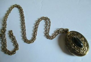 Vintage Avon Large Marcasite Solid Perfume Locket Pendant Necklace