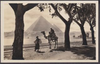 Egypt; Cairo - The Pyramids; Lehnert & Landrock Vintage Real Photo Postcard