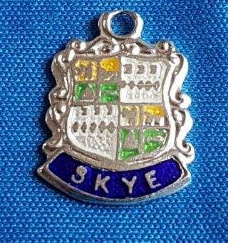 Skye Scotland Vintage Silver Travel Shield Bracelet Charm.