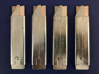 (4) Vintage Garvey Jiffi Box Cutter Retractable W/ Blades Made In Usa
