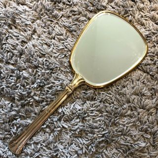 Vintage 1940 - 50 ' s Silver Plated Hand Mirror With Floral Decor 2