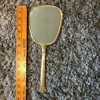 Vintage 1940 - 50 ' s Silver Plated Hand Mirror With Floral Decor 3