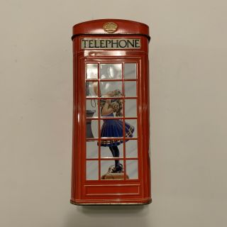 Vintage Collectible Red Telephone Booth Churchills Kiosk Money Box Tin Coin