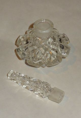 Vintage Pressed Glass Perfume Bottle,  4 ½ Inch Tall