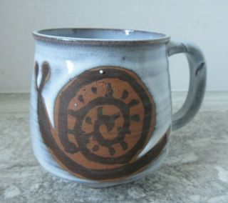 Old Vintage Mcm Mid Century Japan Art Pottery Snail Coffee Mug With Label