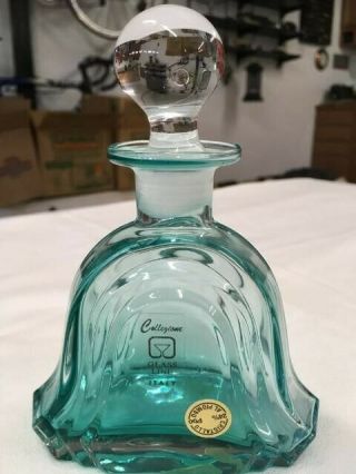 Coilezione Green Glass Vintage Perfume Bottle W/stopper - - No Chips
